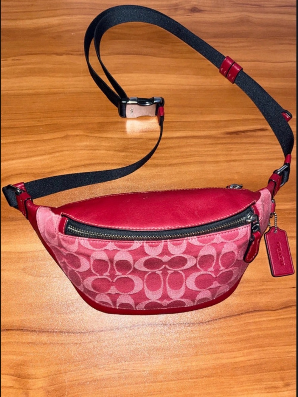 Coach Red Signature Canvas Crossbody Belt Bag